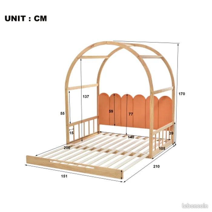 Lit cabane enfant 140x200 cm (image 6)