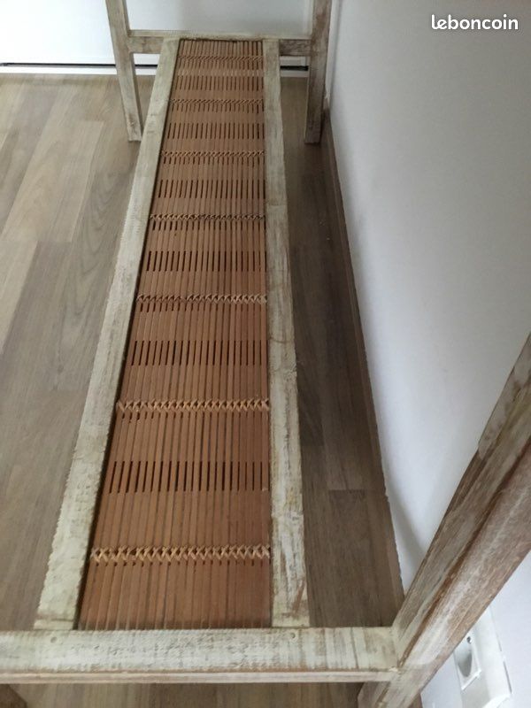 Meuble console style colonial en bois exotique et bambou (image 3)