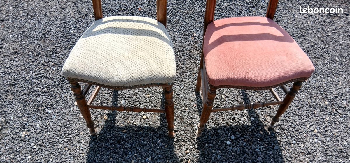 Lot de 2 chaises anciennes en bois massif style Louis-Philippe (image 3)