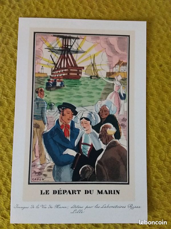 4 ANCIENS BUVARDS PUBLICITAIRES DES LABORATOIRES RISSA " IMAGE DE LA VIE DU MARIN" daté vers 1934 1935 (image 5)