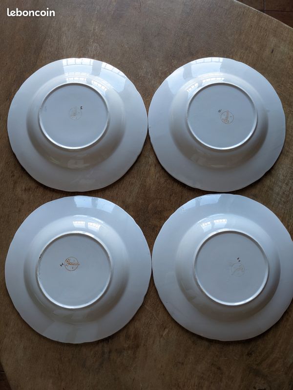 Lot de 4 assiettes creuses vintage écrues et dorées MBFA Pornic (image 8)