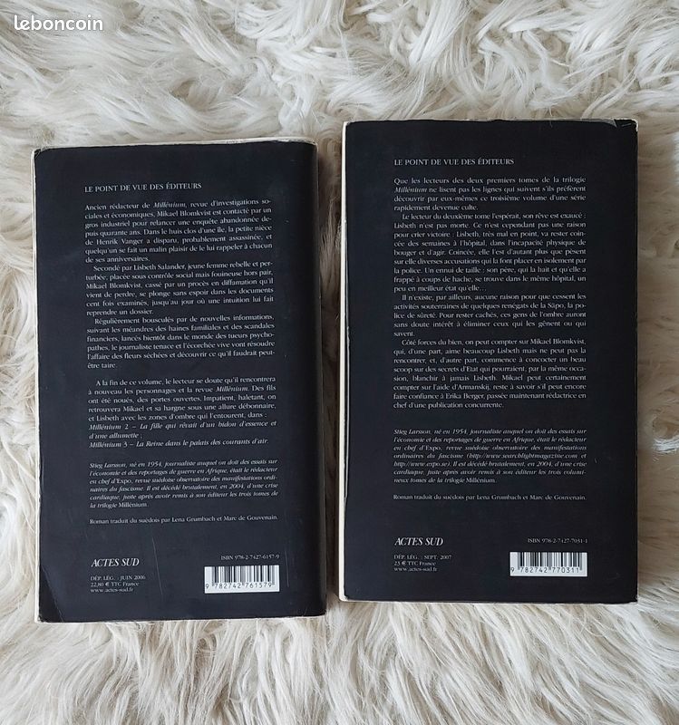 2 livres de Stieg Larsson (Millénium 1 et 3) (image 2)