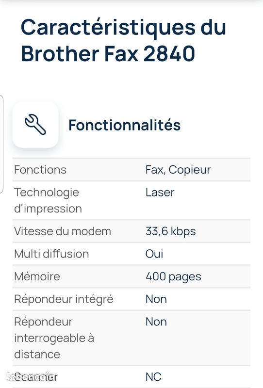 Fax imprimante copieur scanner multifonction / brother fax-2840 (image 6)