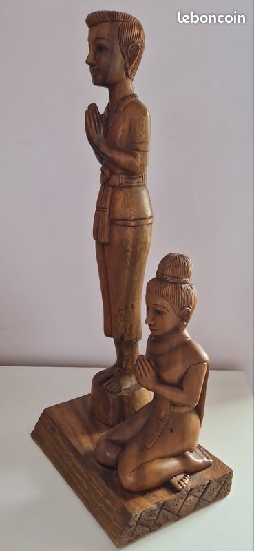 Statue bois - chat encens sculpté à la main en Indonésie Canton Vaud