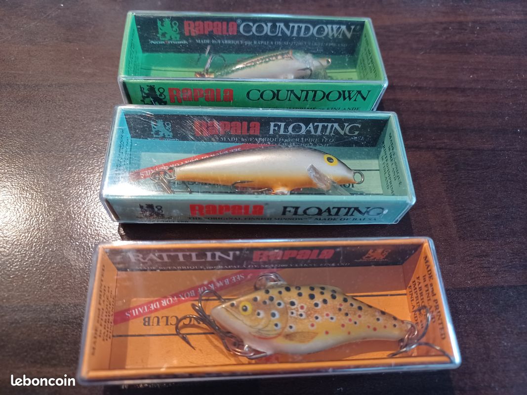 Lot De 2 Leurres Vintage Rapala - Flottants Argent/noir - Finlande & Irlande