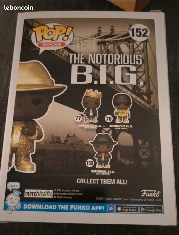 The notorious big B.I.G with fedora gold funko pop 2022 fall convention limited edition numéro 152 (image 2)