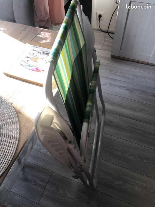 Chaise avec accoudoir pliable dimensions pliée épaisseur 10cm hauteur 92,5cm largeur 60 cm coloris vert: (image 1)