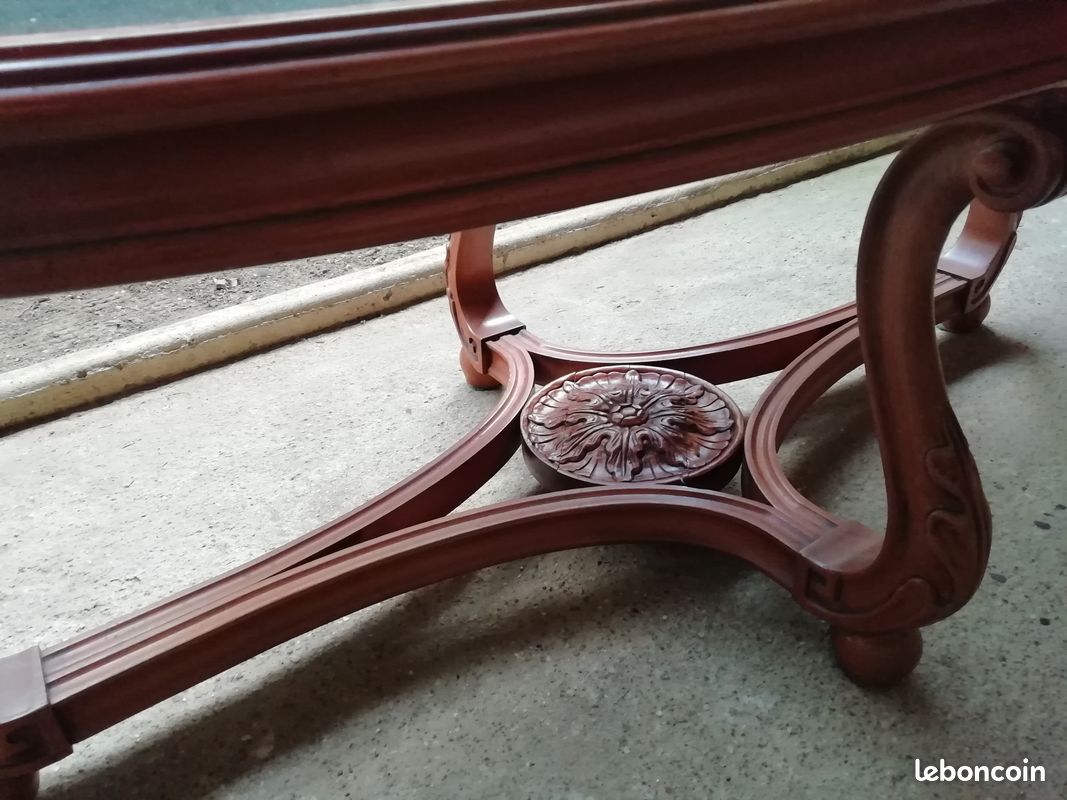 Table bois avec plateau en verre (image 1)