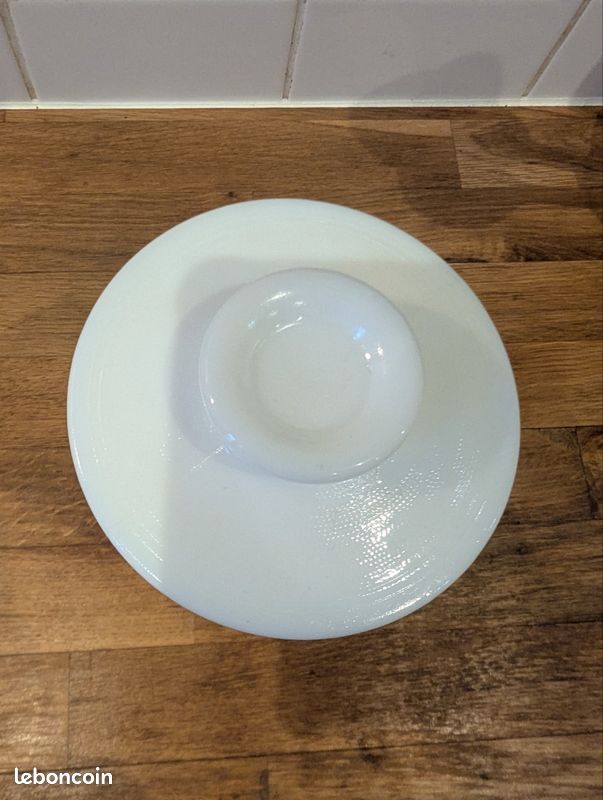 Grand Pot En Verre Opale Blanc – Style Pharmacie, Motif Fleur Relief, Vintage