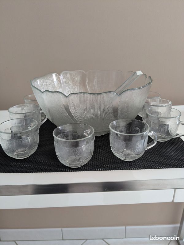 Service à Punch/sangria Complet – Verre Transparent – Occasion (sans Un Petit Plat)