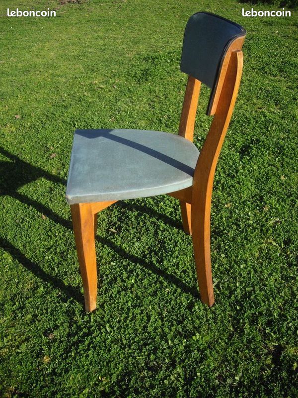 Chaise bistrot bureau simili vert vintage années 50 design moderniste (image 4)