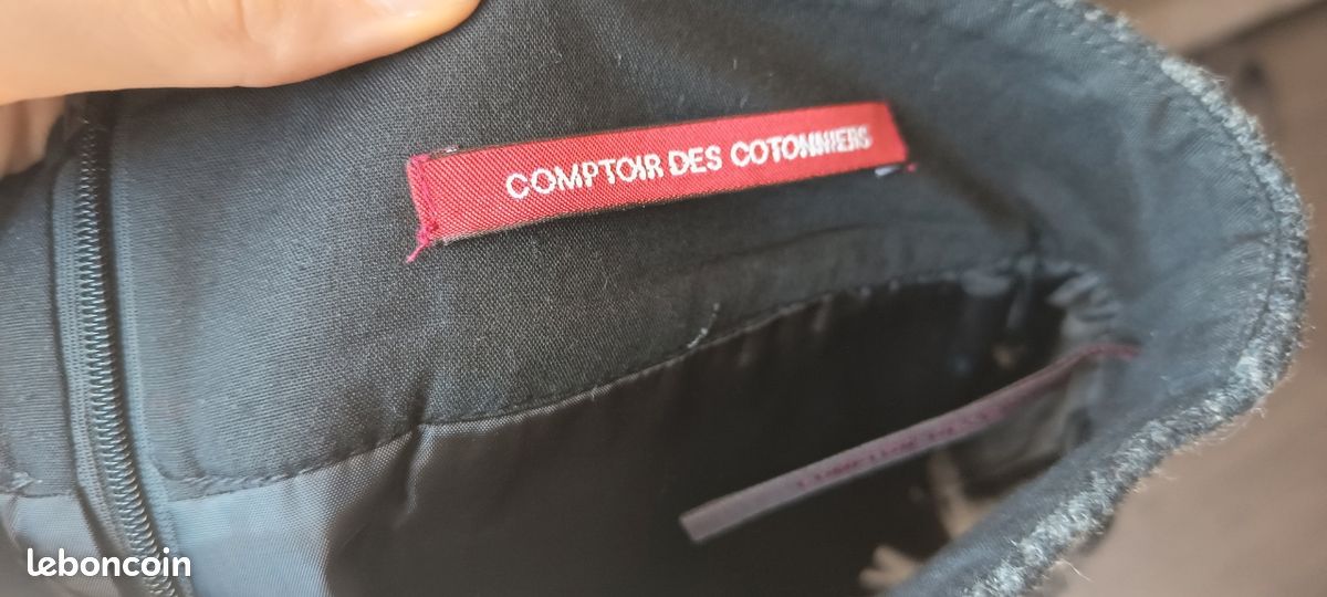 Jupe Comptoir des Cotonniers grise à carreaux T.38 80% laine (image 4)