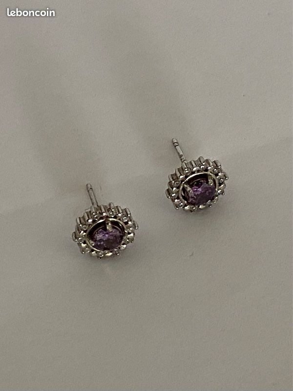 Boucles d’oreilles argent serties pierres naturelles - neuves (image 1)