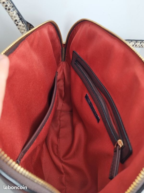 Sac à main M&S Collection marron cognac anses effet serpent (image 13)