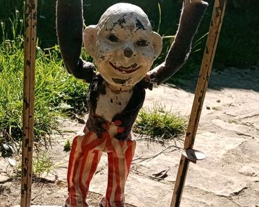 RARE CLOWN AUTOMATE DE FOIRE TRAPEZISTE ELECTRIQUE JEUX JOUET TOY VINTAGE