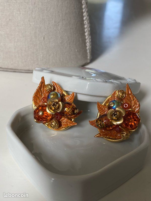 Boucles D'oreilles Vintage Clips Imposantes - Occasion