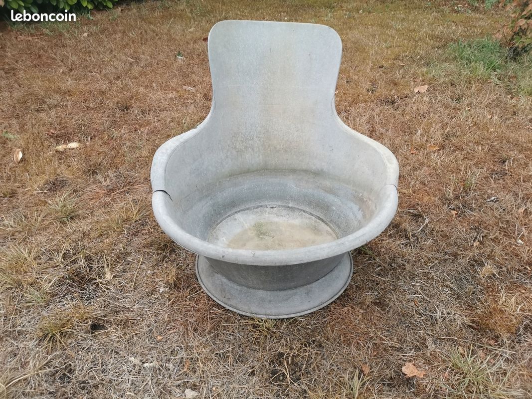 Ancienne grande baignoire de bébé en zinc (image 2)