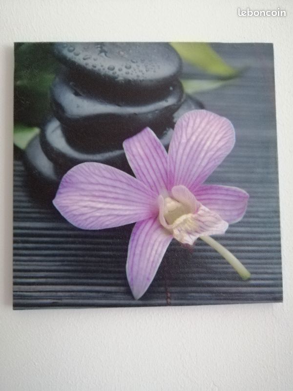 3 Cadres zen bouda orchidée galets 20 x 20cm (image 1)