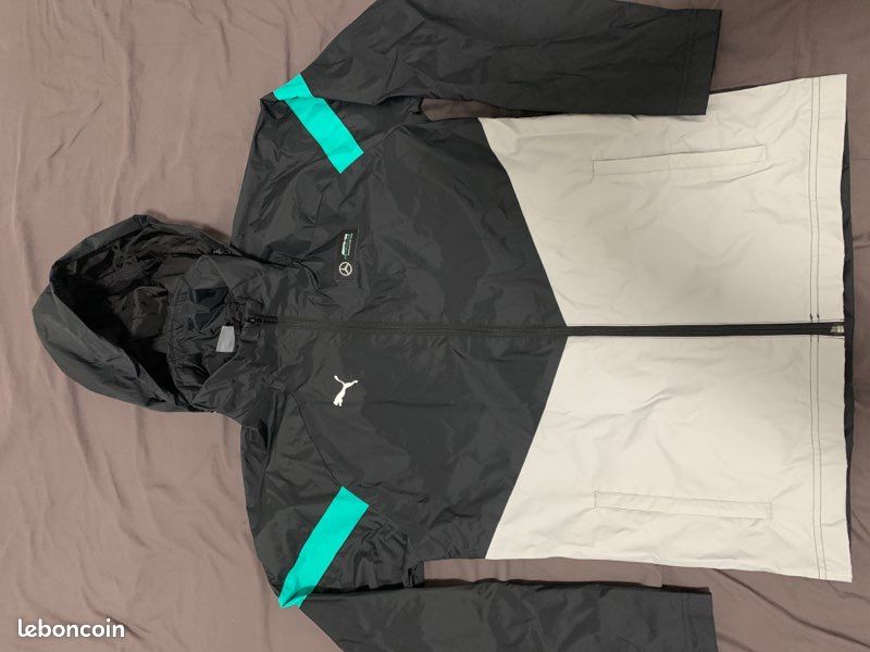 Veste coupe-vent puma Mercedes Amg Noir/Blanc/Bleu Vêtements