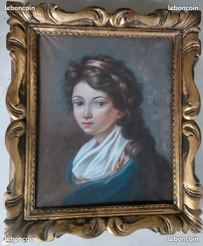 Epoque XIXème Portrait de jeune fille Pastel (image 1)