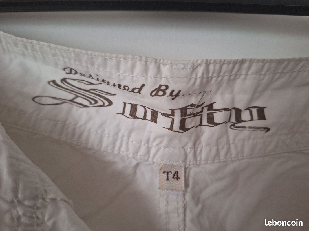 Pantacourt femme blanc (image 3)