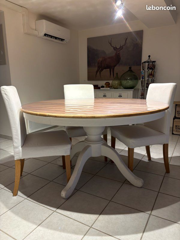 Table Carrée Chêne Massif 1,2m Avec Rallonge + 4 Chaises – Mobilier De France