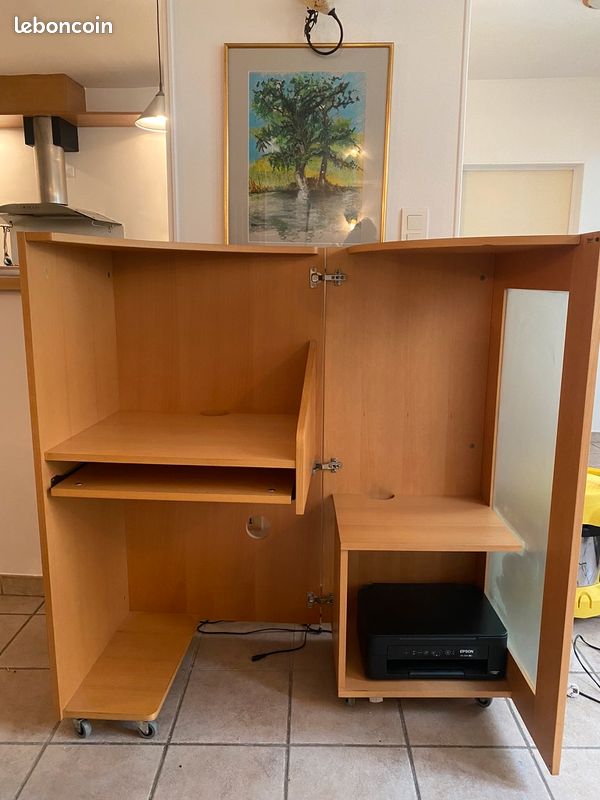 Bureau d'ordinateur en bois : asrtucieux et super desing (image 2)