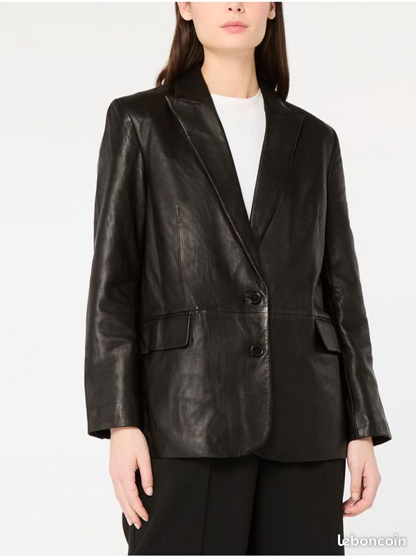 Veste blazer droite Cleo cuir d'agneau responsable GALERIES
