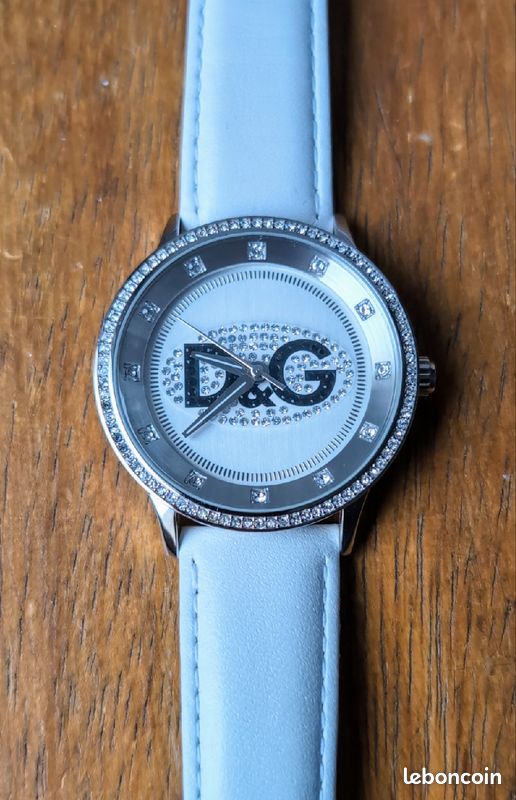 Montre Femme Dolce & Gabbana DW0504 Cuir Véritable Blanc et Cadran à Strass (image 1)