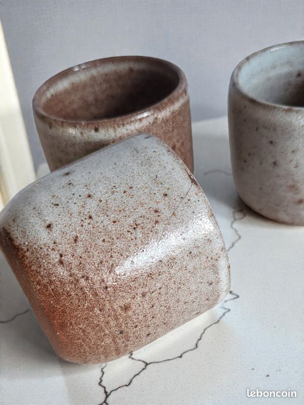 2 Tasses à thé en grès crépuscule 8,7 x 8,7 x 13,5 cm Vaisselle 70's