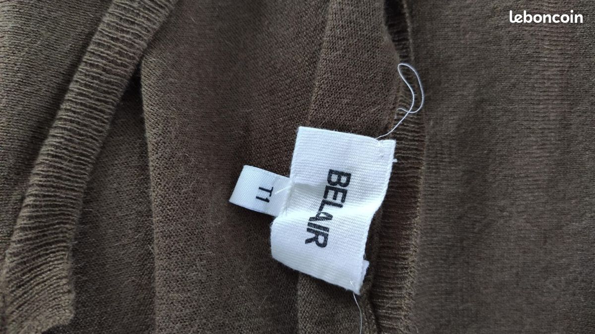 Pull Bel Air kaki taille 1 tout doux coupe originale angora (image 4)