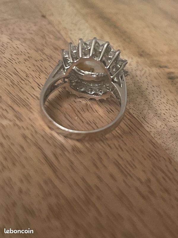 Bague marguerite argent et perle de culture (image 2)