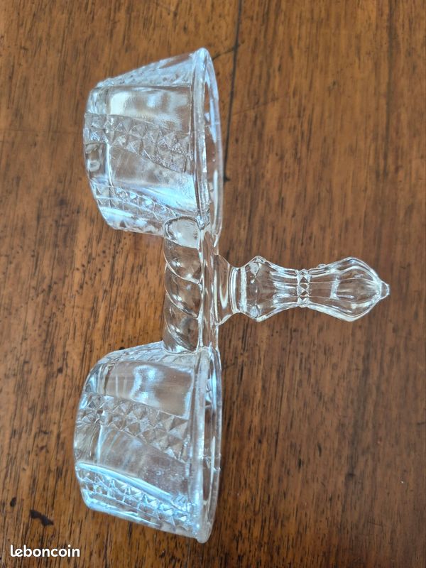 Lot De 2 Salières Anciennes En Verre - Petits Salerons Vintage - Occasion