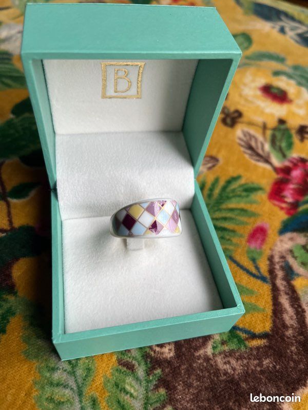 Bague Cocktail Bernadaud En Porcelaine - Taille 6 - Couleurs Orange Et Multicolore - Occasion