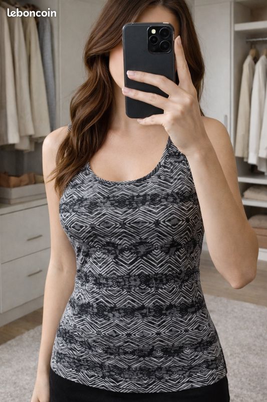 Débardeur Femme Athleta Rayé Noir Et Gris Foncé - Taille S Ajusté