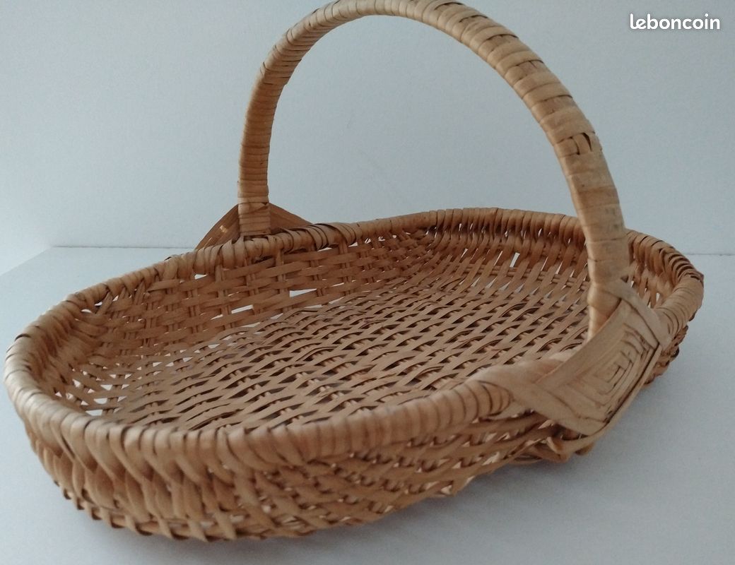 Panier rotin corbeille fruits avec anse maison de campagne - Label Emmaüs