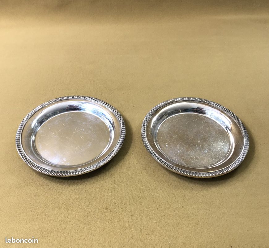 Lot De 2 Dessous De Bouteilles En Métal Argenté – Made In France