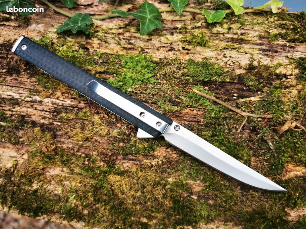 Couteau de collection chasse pêche carbone et acier liner lock (image 3)