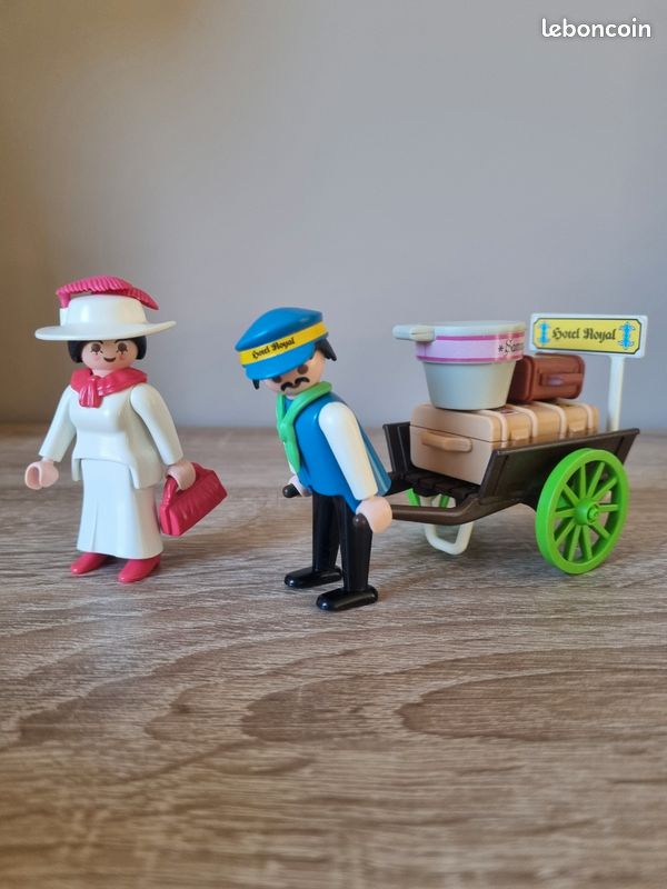 Lot Playmobil Vintage Série Rose époque 1900 - Calèche, Personnages, Maison (années 80)
