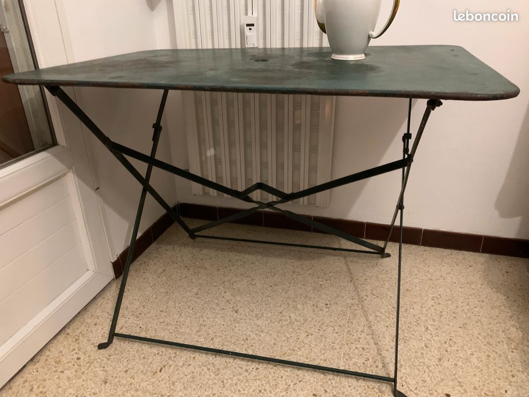 Table de Bistro ancienne en métal, pliable (image 1)