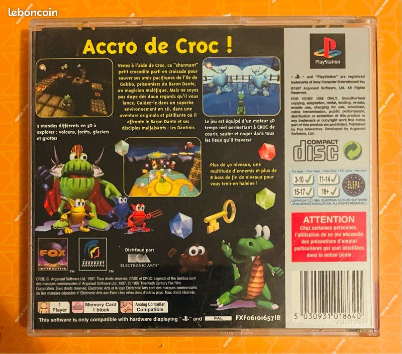 Croc Legend of The Gobbos (Playstation 1 / Ps1) Complet Pal Fr