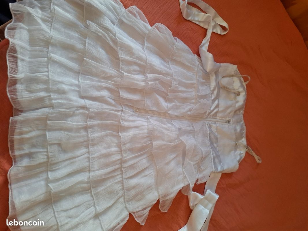 Robe Blanche Cassée Lolitta Pour Fille - Taille 10 - Avec Volants - OCCASION TRÈS BON ÉTAT