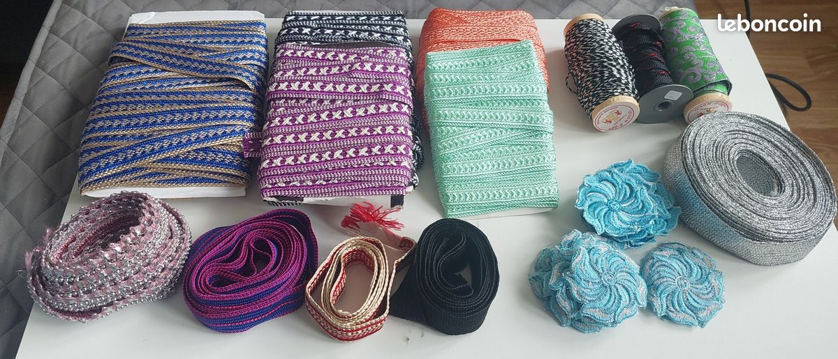 Galon Ou Tresse Satin Et Coton Vintage Vieille Rose - 5,70 Mètres - Neuf Pour Créations