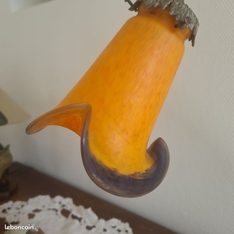 Lampe verre orange d'occasion - Décoration