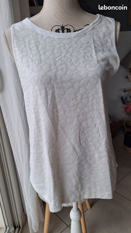 Débardeur coton et dos mousseline ouvert zara 38 (image 1)