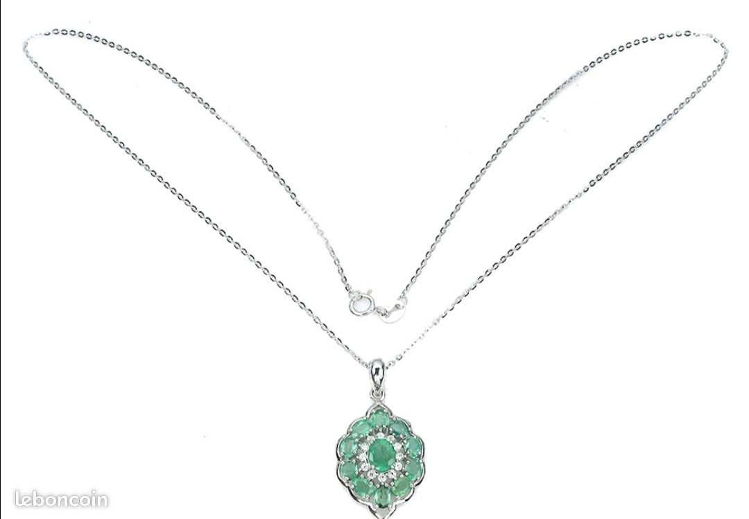 Pendentif argent 925 avec émeraudes naturelles du Brésil (image 2)
