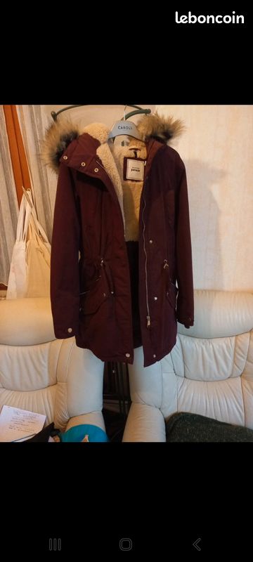 Parka grenat xs doublée fourrure (image 2)