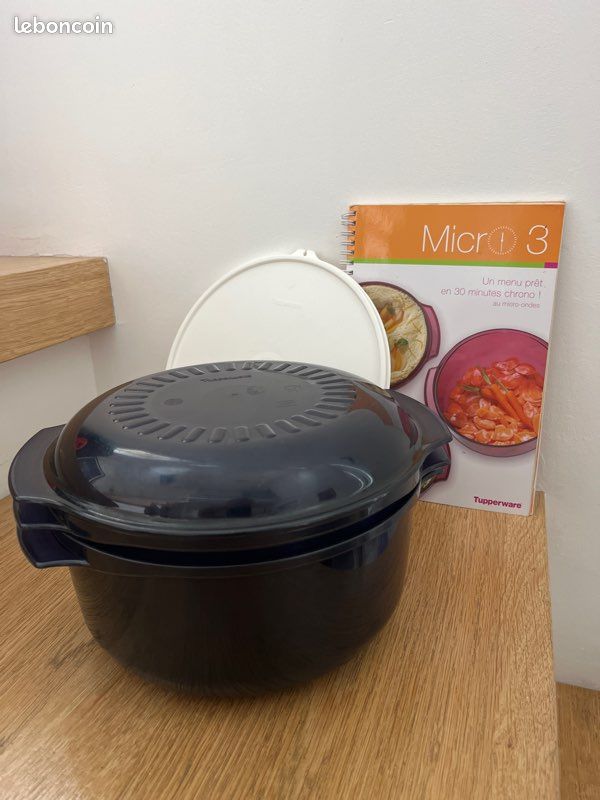 Tupperware Micro Cook 2.25L Bleu Foncé + Couvercle - Lot Cocotte Micro-ondes
