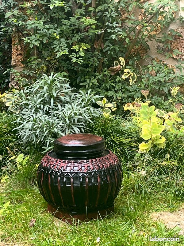 Panier De Rangement En Bambou Thaïlandais - 58 Cm De Haut - Pour Riz, Nouilles Ou Déco - Couvercle Inclus