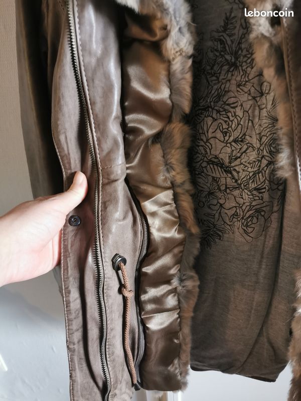 Veste En Cuir Et Fourrure Vintage Oakwood - Taille M - Crème - Femme - Neuf Sans étiquettes